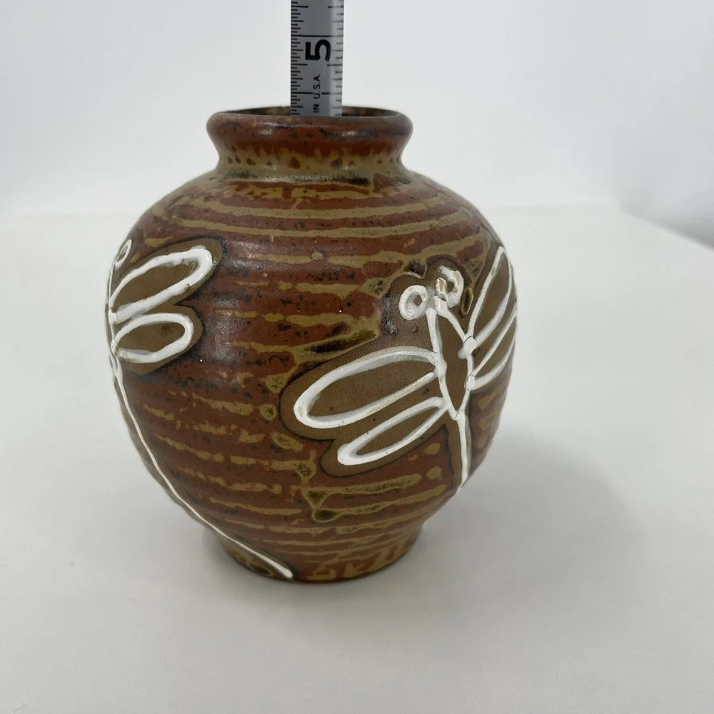 Vintage Rustic Japanese Pottery Vase 5